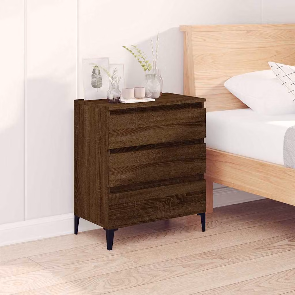 Credenza vidaXL in legno multistrato e metallo, colore marrone, stile minimalista, L: 60 cm, P: 35 cm, H: 70 cm