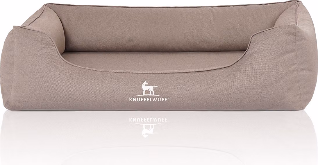 Cuccia ortopedica per cani Leon in velluto XXXL beige grigio