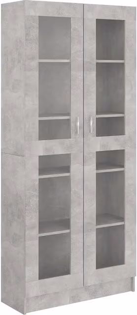 Armadietto Vetrina DESIGN IN Grigio con Ante in Vetro e Ripiani Interni, L 82,5 x P 30,5 x H 185,5 cm, Modello CFW7592182