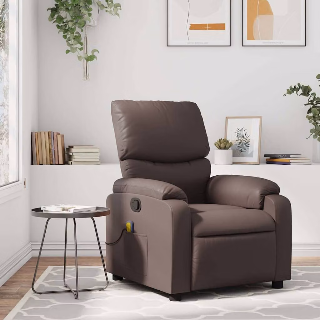 Poltrona relax reclinabile vidaXL in similpelle marrone con braccioli
