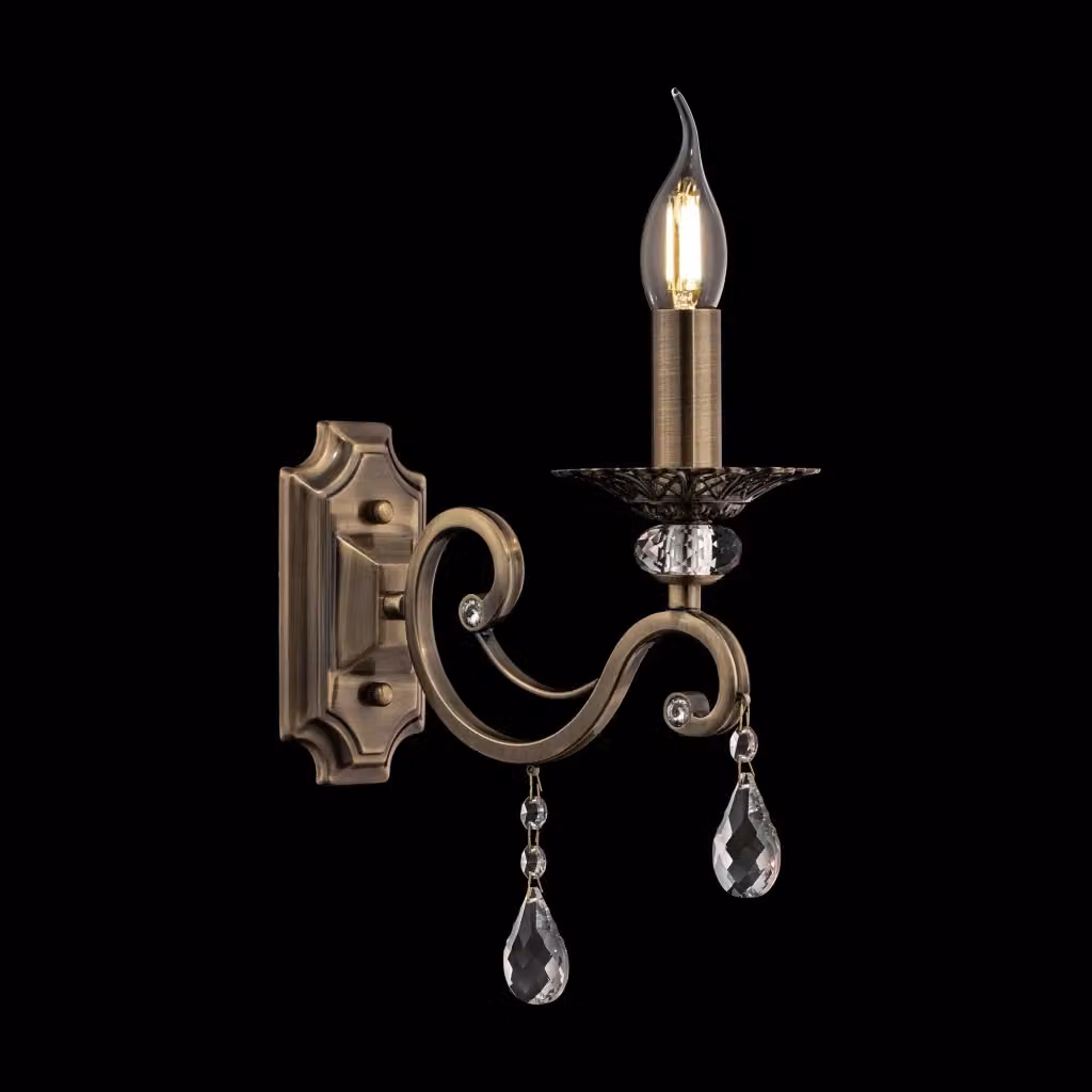 Lampada da parete Royal Classic GIORDANOSHOP in metallo e vetro color ottone e bianco – 2