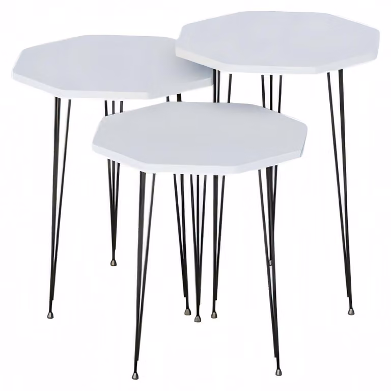 Weißes Metall-Holz Couchtisch-Set modern