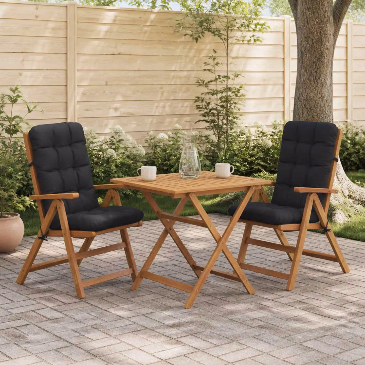 Set di 2 cuscini per sedia alta vidaXL VIANEN in poliestere con fodera rimovibile, disponibili in blu o nero