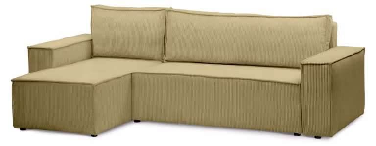Divano angolare con funzione letto, modello Agi, colore oliva