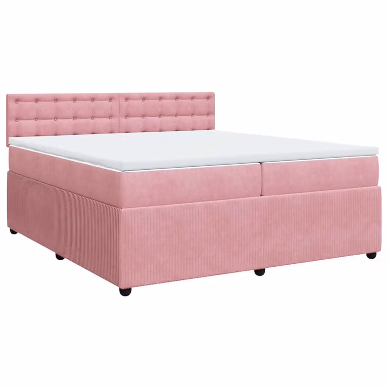 Giroletto a Molle con Materasso Rosa 200x200 cm in Velluto