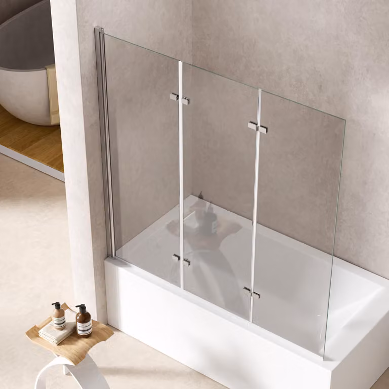 S'AFIELINA Cabine doccia pieghevole 3 pezzi per vasca 130x140 cm, vetro di sicurezza ESG 6 mm con rivestimento NANO Easy-Clean