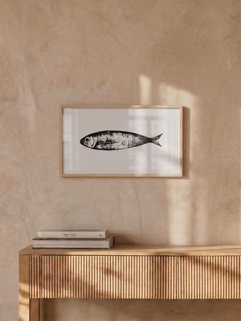 Quadro Aurita Kenay Home con poster grafico astratto in legno, Bianco e Nero, L: 30 cm, H: 15 cm