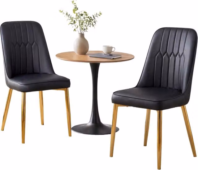 Set di 2 sedie da sala da pranzo 43 x 41,5 x 89 cm nero e oro in PU