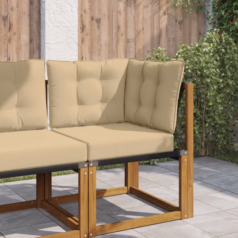 vidaXL Cuscino per divano da esterno quadrato in poliestere beige L/P: 50,5 x 50,5 cm