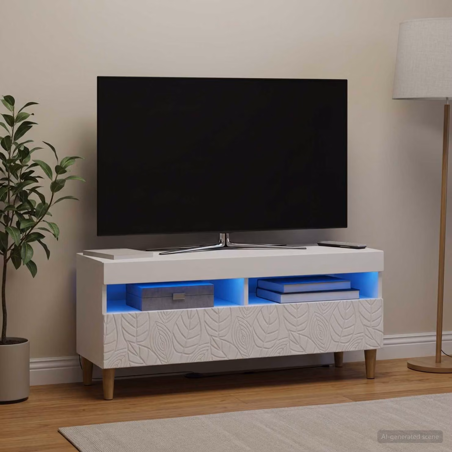 Mobile TV LED vidaXL Bianco con illuminazione integrata in MDF per soggiorno
