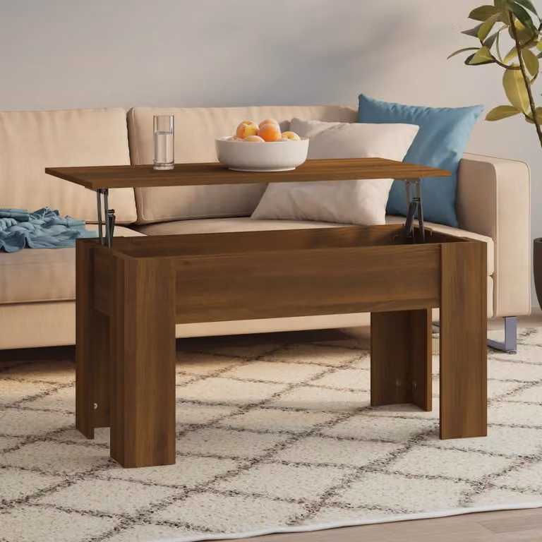 Tavolino The Living Store in rovere marrone 101x49x52 cm materiale a base di legno