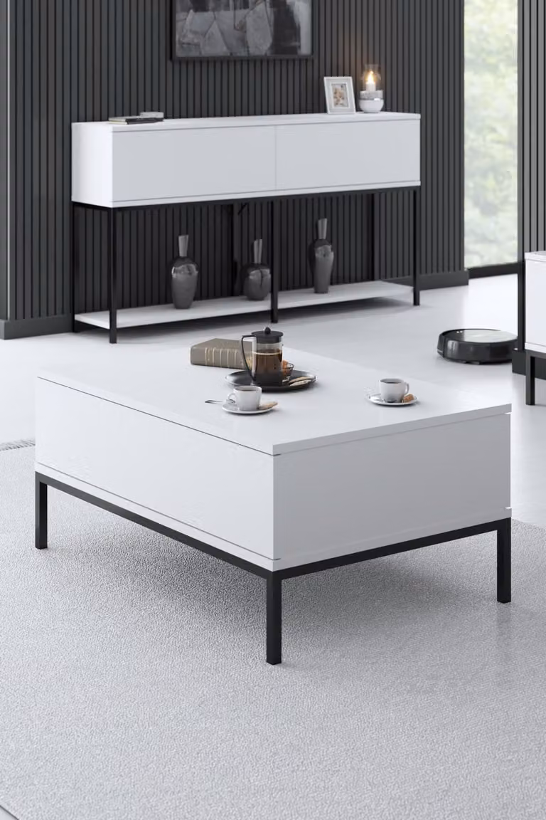 Skye Decor, Lord - Nero, Bianco, tavolini da caffè, nero, 90 x 40 x 60 cm