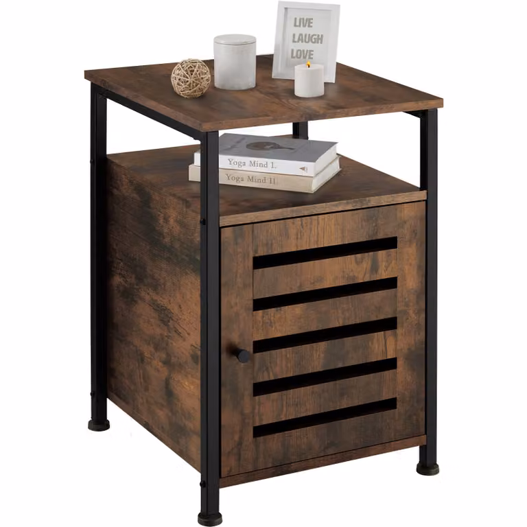 Armadietto Cork tectake in stile industriale marrone con ripiani interni e ante a battente L/P/H: 40,5 x 40,5 x 60,5 cm