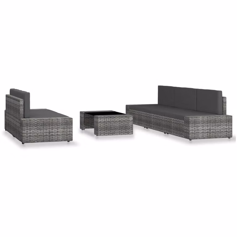 vidaXL set 6 pezzi da giardino in rattan grigio