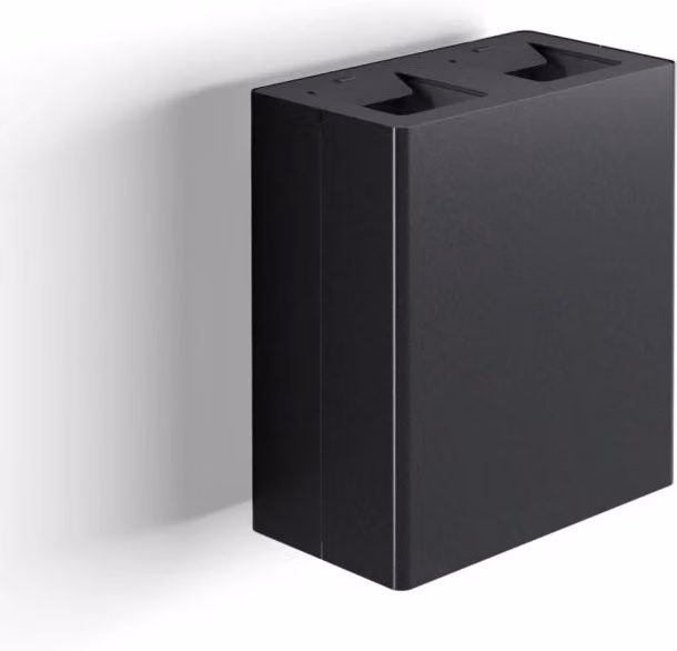 Pattumiera a Muro a 2 Scomparti Totale 40 L 51x28x56 cm con Contenitori Interni in Acciaio Verniciato Nero