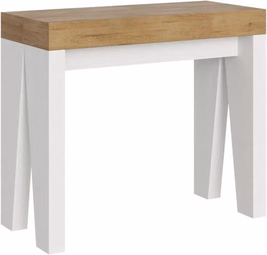 Consolle allungabile 90x40/300 cm Naxor Mix piano Quercia Natura - struttura Bianco Frassino