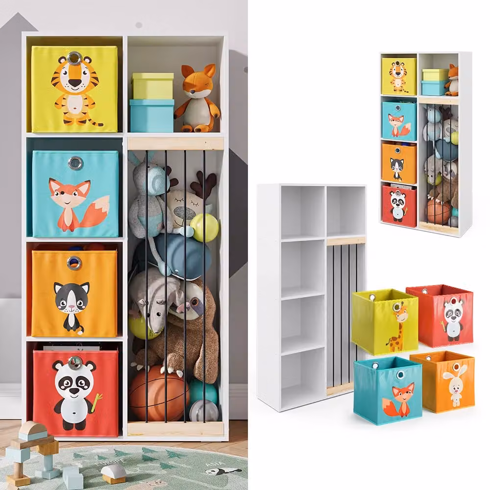 Libreria per bambini Vicco Marvin Bianco con 4 scatole pieghevoli L: 72 cm, H: 143 cm – 2