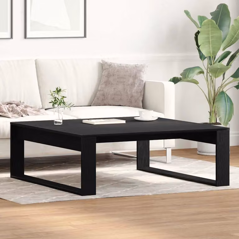 vidaXL Tavolino da salotto moderno in rovere e nero, L: 100 cm, P: 100 cm, H: 35 cm