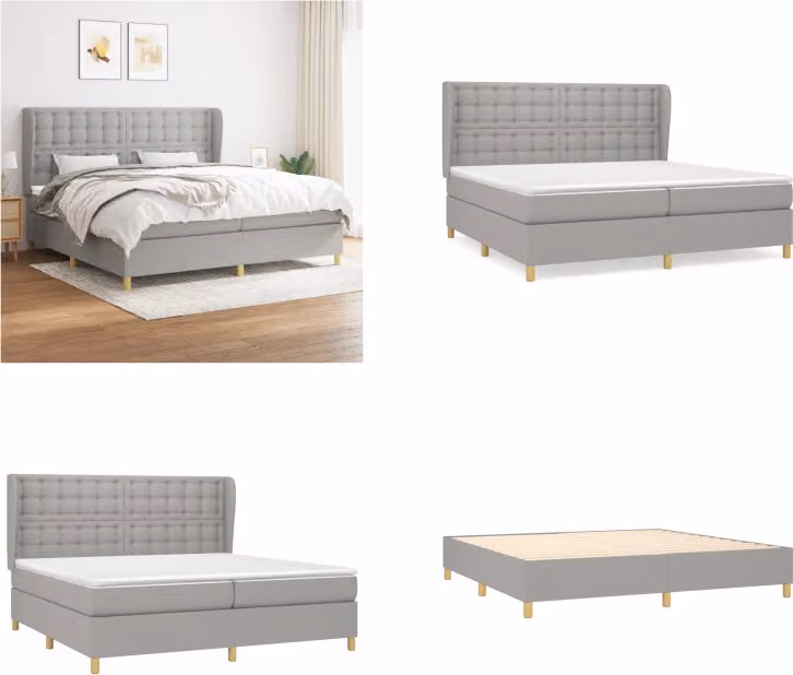 vidaXL Letto a molle con materasso in tessuto grigio chiaro 200x200 cm - Letto a molle - Boxspringbetten - Bett - Schlafzimmermöbel