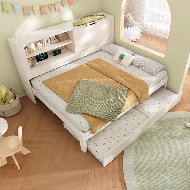 Letto Matrimoniale Contenitore con Rete a Doghe e Vano Nascosto ¨C MINIMAL ¨C Bianco 140x190