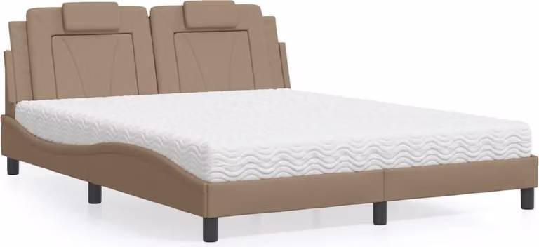 letto vidaXL "Viana" con materasso cappuccino-marrone 160x200 cm in ecopelle