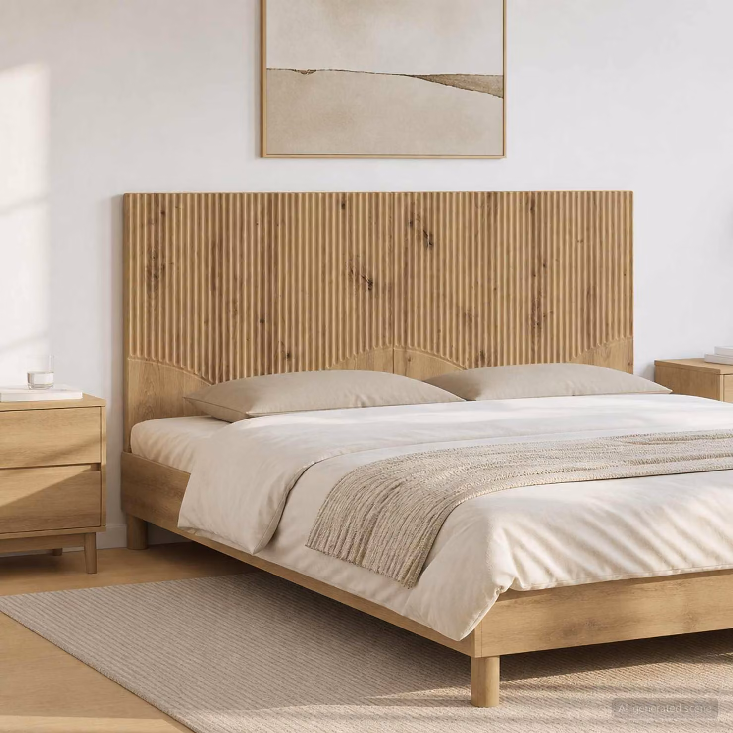 Testiera da muro vidaXL HOORN in legno ingegnerizzato marrone con mensola integrata L 120 x H 50 x P 10,4 cm