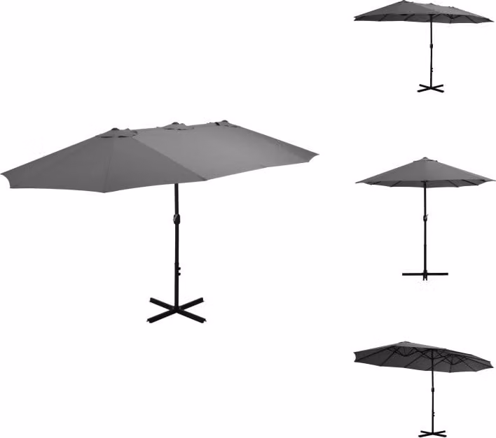 vidaXL Ombrellone con palo in alluminio 460 x 270 cm antracite - Ombrelloni e tende da sole