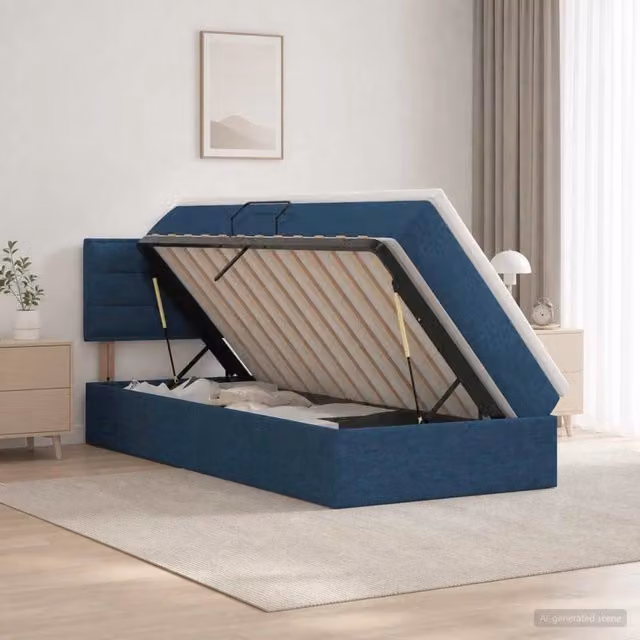 Letto con contenitore e materasso Blu 90 x 200 cm Velluto 3458537