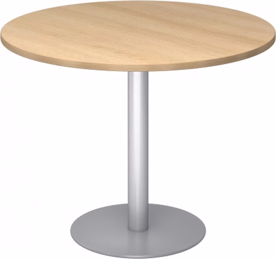 BISTRO F100R S - Tavolo da conferenza modulare in rovere argento Ø 100
