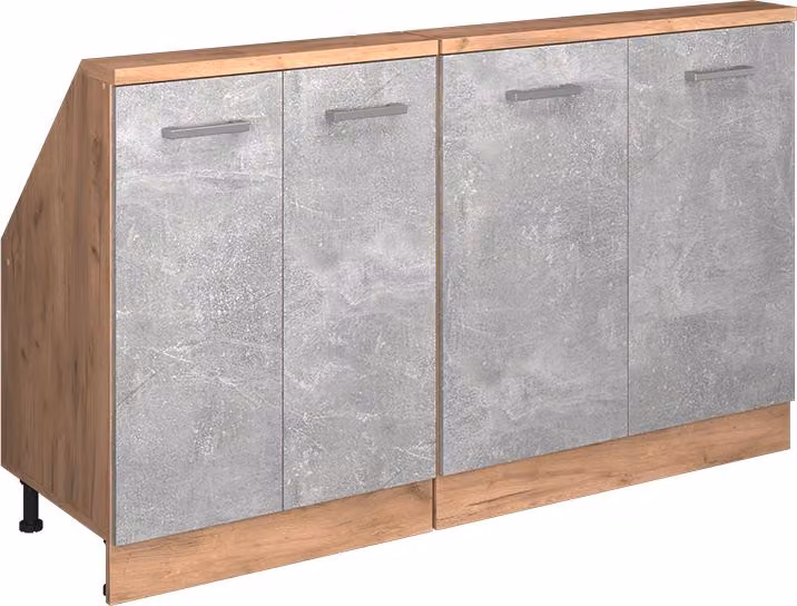 Mobile cucina sottotetto Vicco R-Line Calcestruzzo 140 cm Set di 2, Model 58147