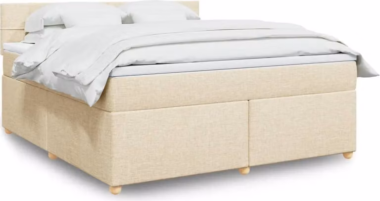 Maison Exclusive - Giroletto a Molle con Materasso Crema 180x200 cm in Tessuto