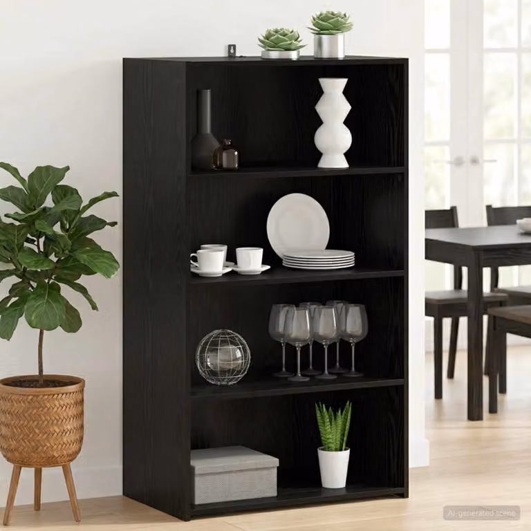 Credenza moderna vidaXL in legno MDF color rovere nero, L 70 cm x P 41 cm x H 124 cm