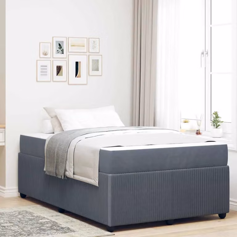 Struttura del letto moderna vidaXL in tessuto grigio con legno, L 120 cm x P 200 cm