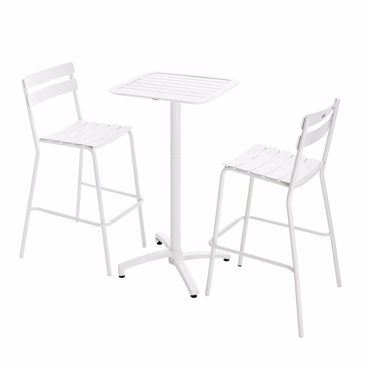 Set tavolo alto reclinabile e 2 seggioloni in alluminio bianco - Oviala Almada