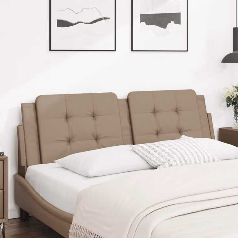 Testiera per letto imbottita vidaXL Zadar in similpelle color cappuccino, Larghezza: 160 cm
