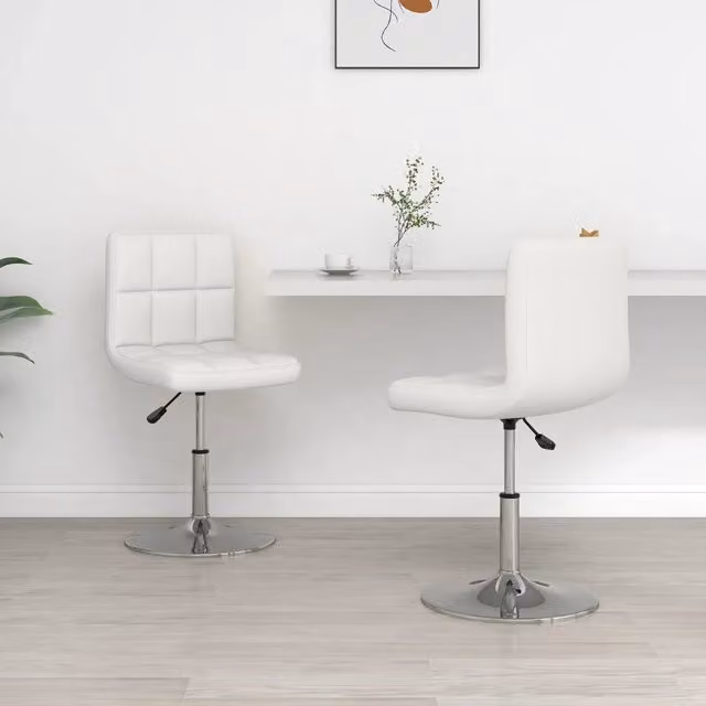 Set di 2 sedie da pranzo moderne vidaXL in similpelle bianca con base girevole a 360 gradi