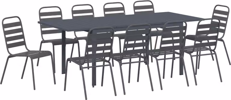 Set da Pranzo per Giardino 11 pcs Antracite