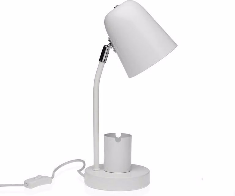 Lampada da tavolo Versa in metallo bianco 18 x 40 x 14 cm