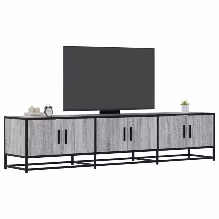Mobile Porta TV Industrial vidaXL Grigio con Ruote in Legno e Metallo L: 180 cm, P: 35 cm, H: 41 cm