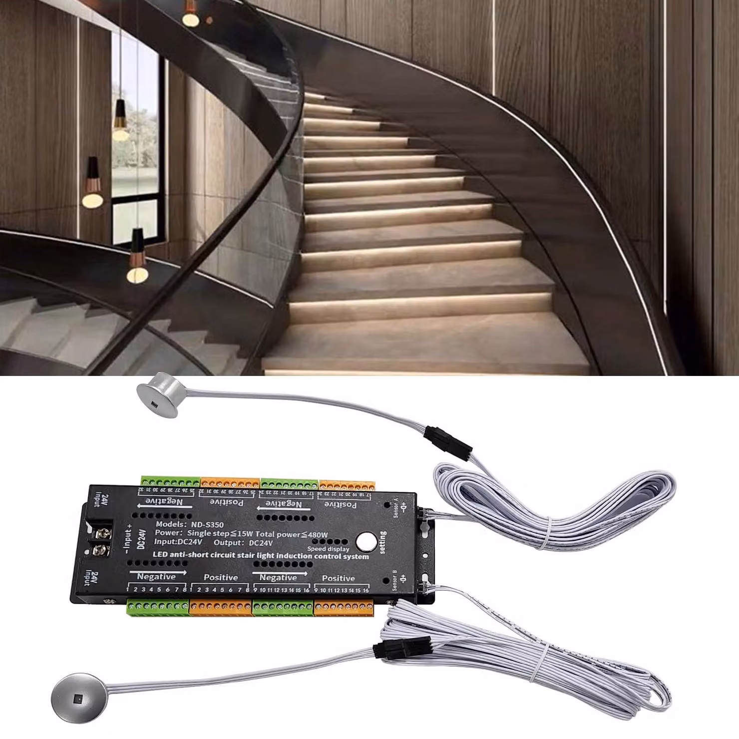 Controller per luci a LED per scale, 24V, con sensore di movimento