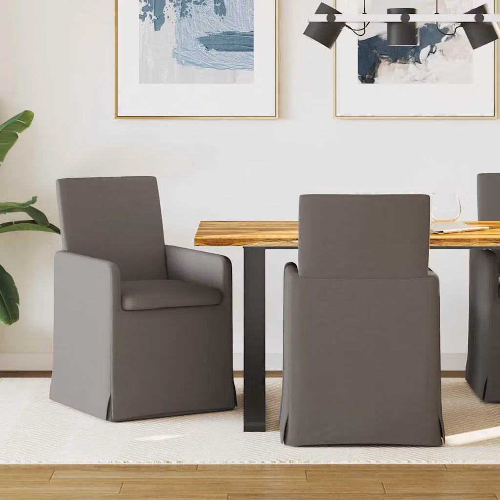 Set di 2 sedie da pranzo vidaXL in tessuto grigio con base girevole per cucina e sala da pranzo L/P/H: 57 x 68 x 94 cm – 1