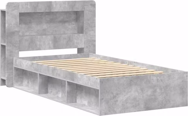 Letto singolo | Letto per adulti | Telaio del letto con storage Grigio Cemento 80 x 200 cm