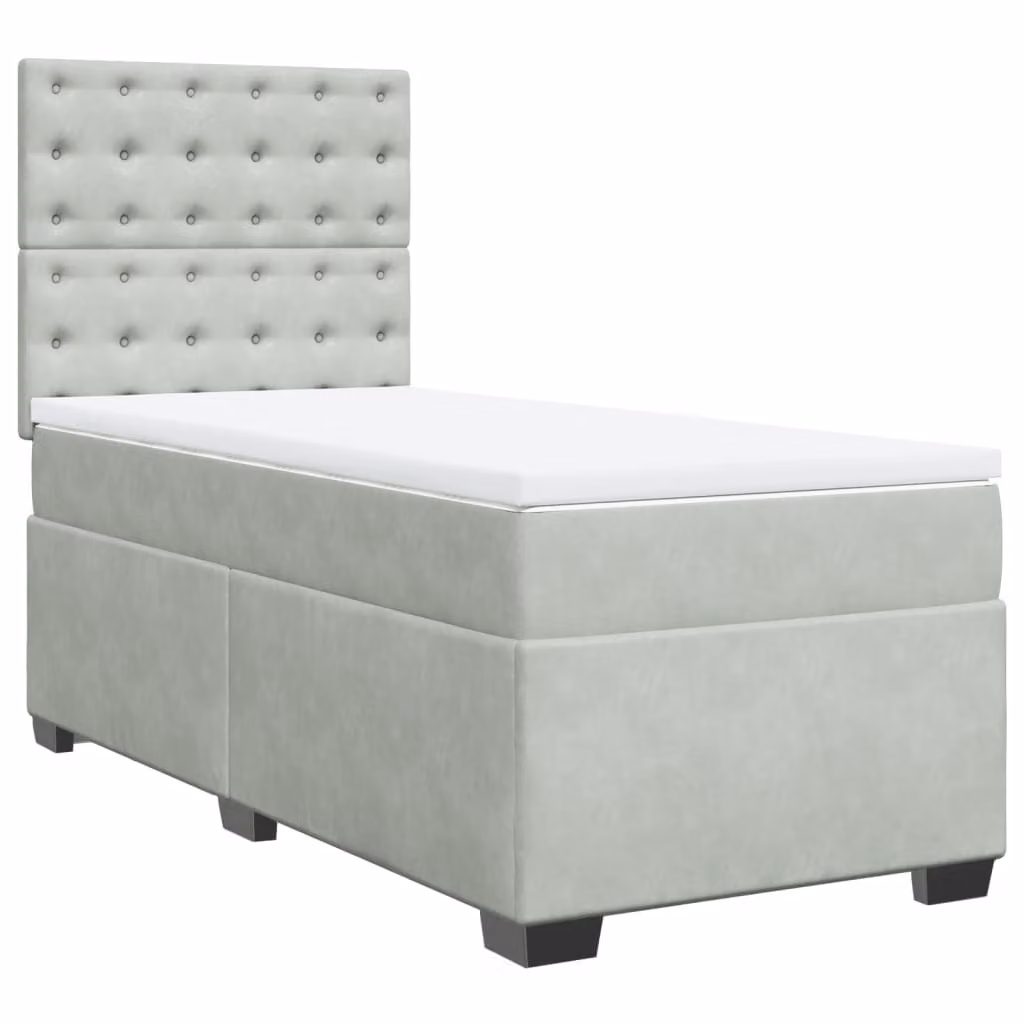 Giroletto a Molle con Materasso Grigio Chiaro 100x200cm Velluto