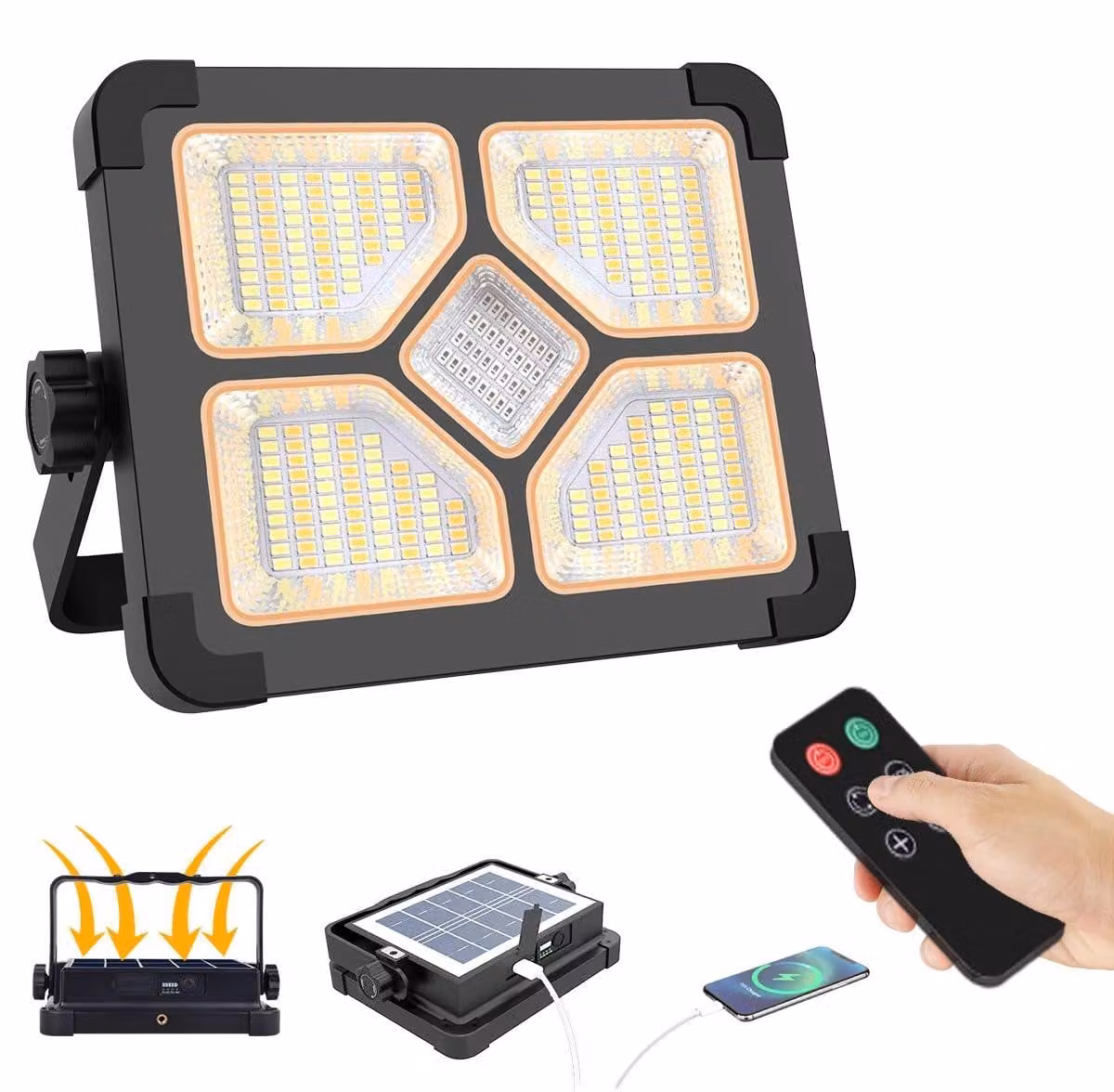 Lampada da lavoro a LED da 150 W, batteria da 15000 mAh, alimentazione solare, 296 LED, grado di protezione IP66, portatile