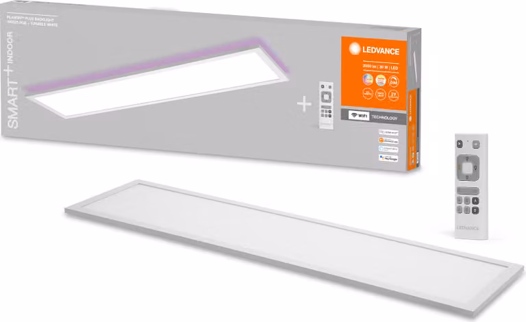 LEDVANCE LED WiFi plafoniera bianca, 30W, 1900LM, 3000-6500K, 100x25 cm, applique dimmerabile, tecnologia RGB, Smart+ Planon, controllabile tramite app o assistenti vocali come Alexa o Google,
