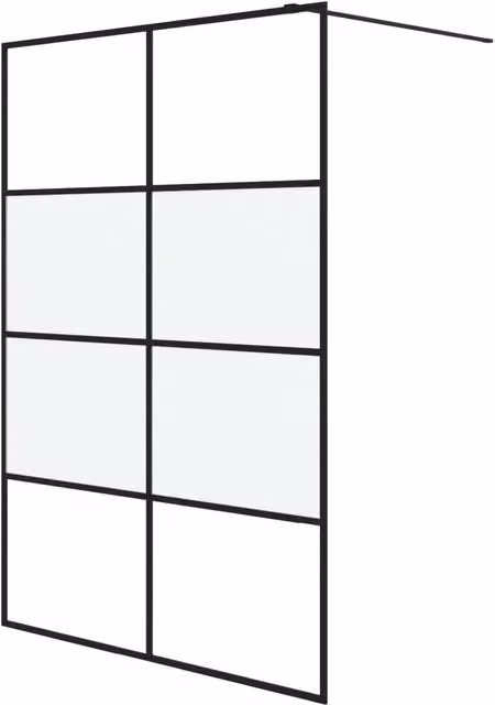 Parete Doccia Walk in Nera 140x195cm Vetro Semi Smerigliato ESG CFW5292555
