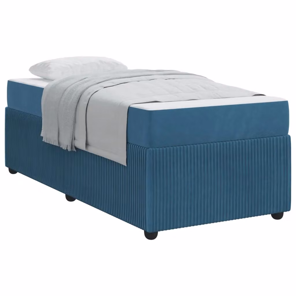 Struttura del letto moderna vidaXL in tessuto blu con materasso, L/P: 100 x 200 cm – 2