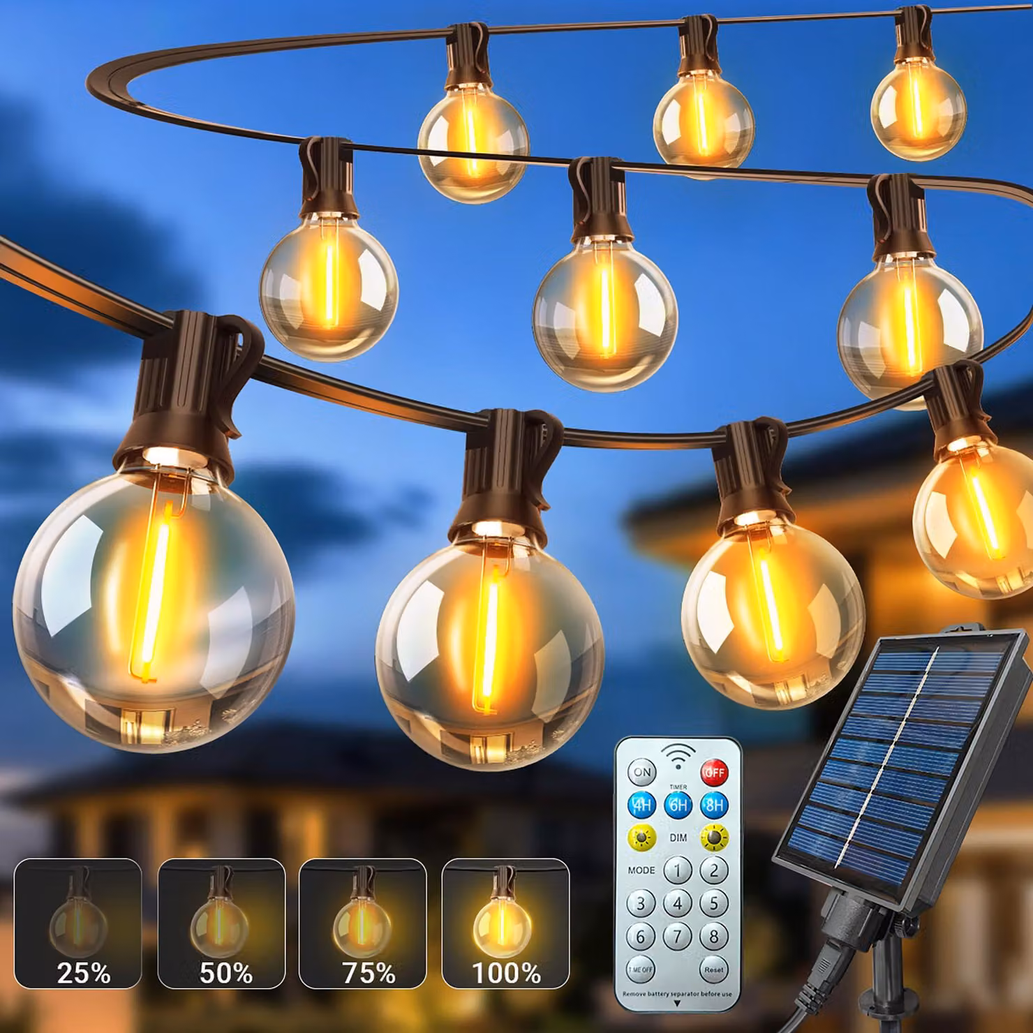 Catena luminosa solare da 15 metri, catena luminosa per esterni