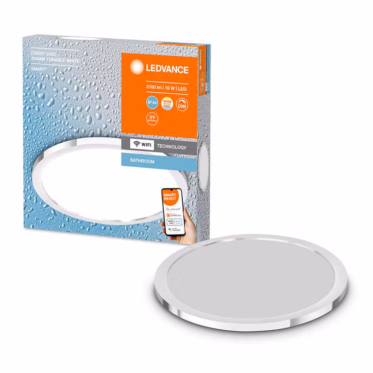 LEDVANCE SMART+ Oribis Disc Plafoniera LED per bagno 30 cm 18W Tunable White dimmerabile IP44 argento 4058075573598