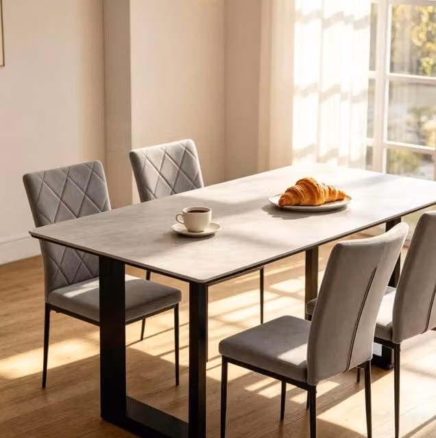 Set di 4 sedie da pranzo 42x59x94,5 cm grigio scuro – schienale alto